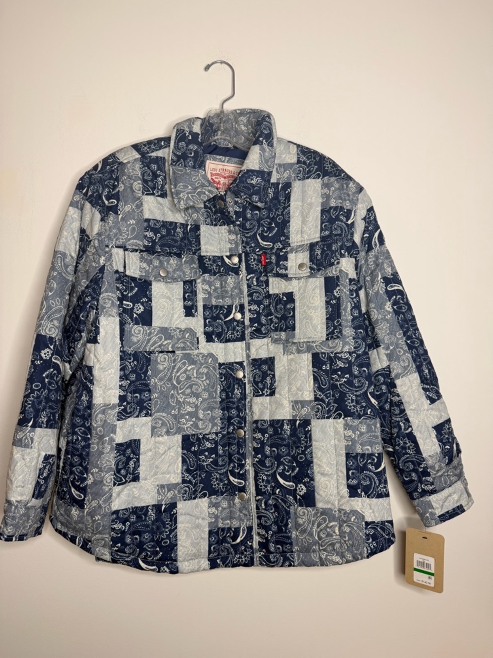 NWT Levi's Womens Paisley bandana Diamond Quilted jacket size large MSRP $140 - Picture 4 of 16